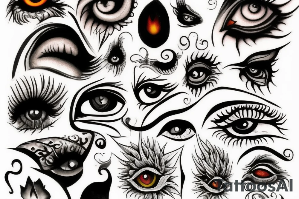 fiery eyes tattoo idea
