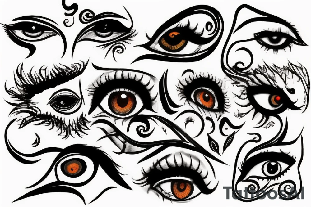 fiery eyes tattoo idea