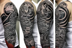 abstract trippy samurai tattoo idea