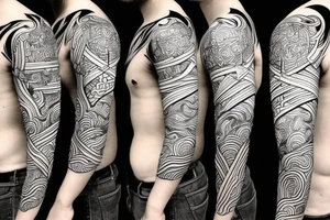 abstract trippy minimal samurai tattoo idea