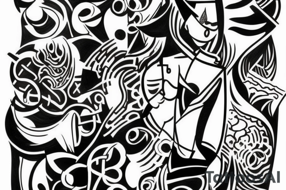 abstract trippy minimal genji tattoo idea