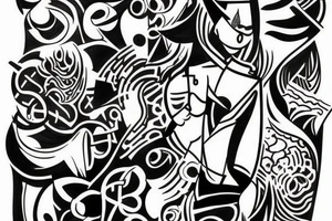 abstract trippy minimal genji tattoo idea