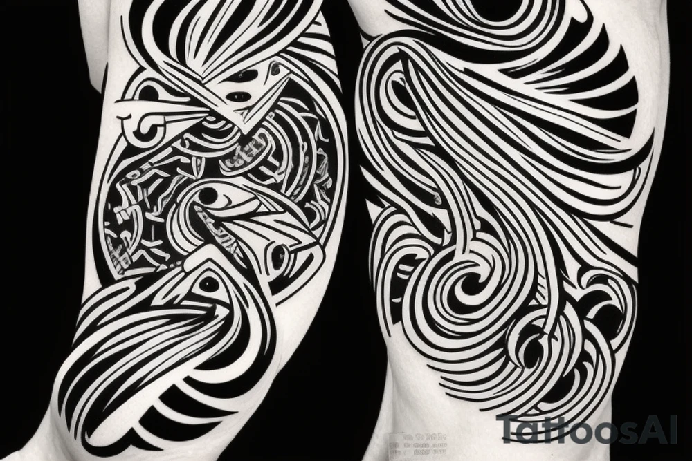 abstract trippy minimal genji tattoo idea