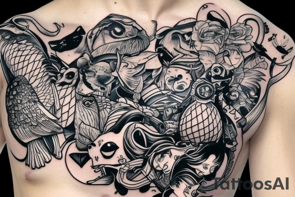 squirel with street wear outfit tattoo idea