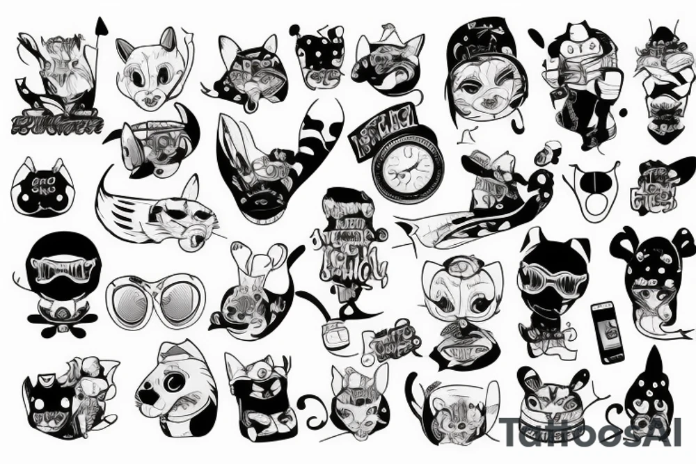 squirel with street wear outfit tattoo idea