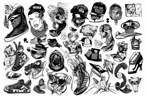 squirel with street wear outfit tattoo idea