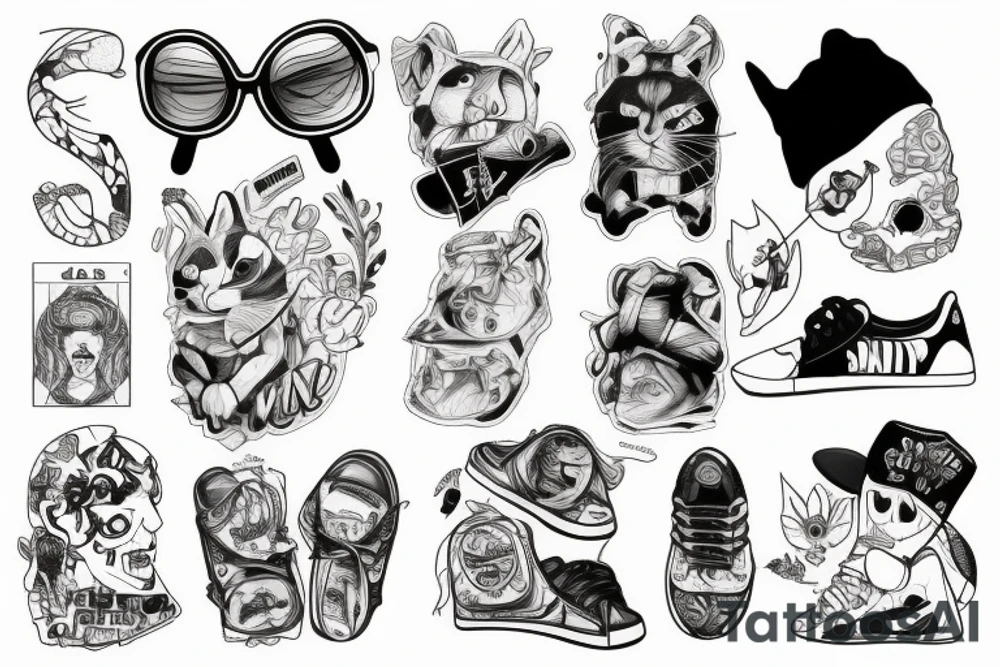 squirel with street wear outfit tattoo idea