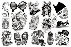 squirel with street wear outfit tattoo idea