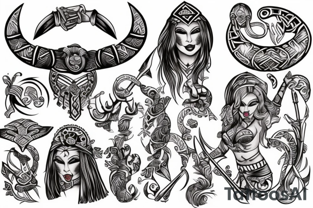 viking pinup girl tattoo idea