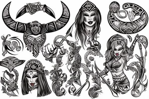 viking pinup girl tattoo idea