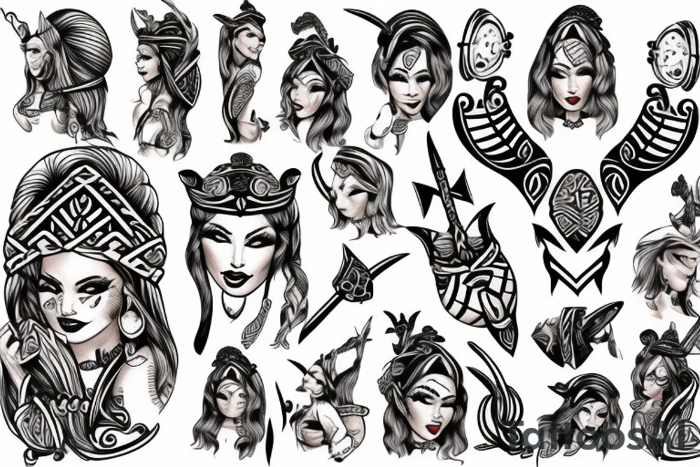 viking pinup girl tattoo idea