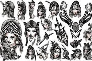 viking pinup girl tattoo idea