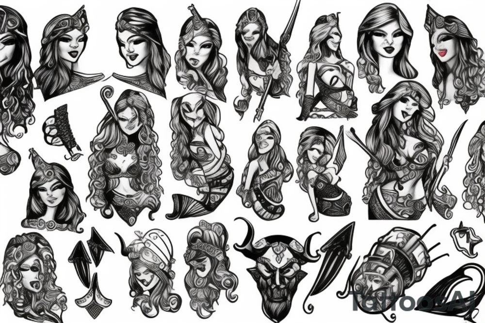 viking pinup girl tattoo idea