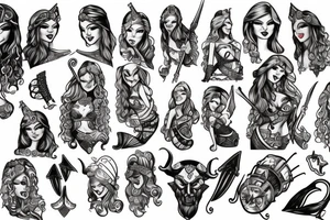 viking pinup girl tattoo idea