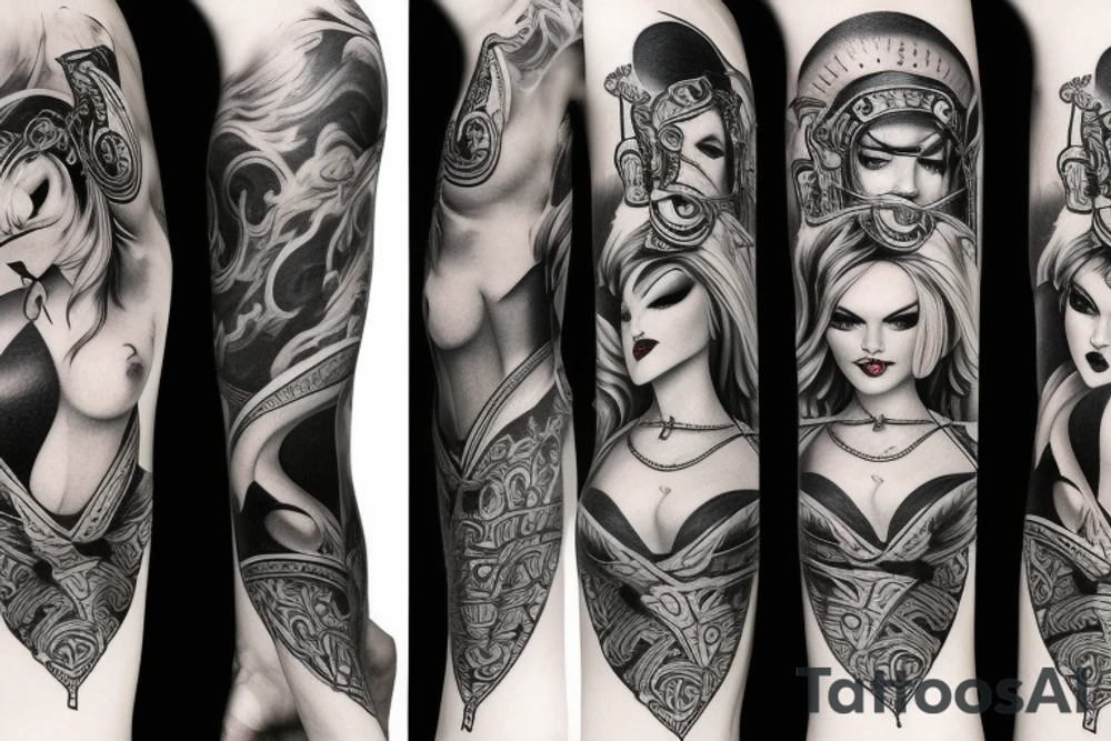 viking pinup girl tattoo idea