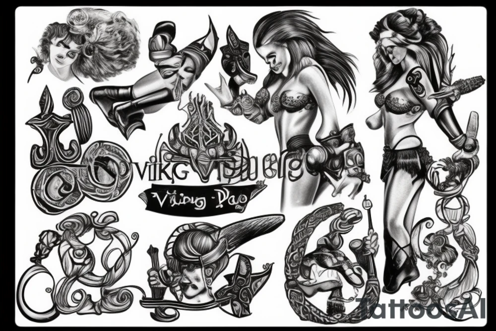 viking pinup girl tattoo idea