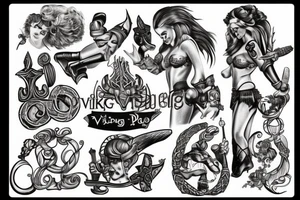 viking pinup girl tattoo idea