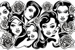 pinup girl with symmetrical  face tattoo idea