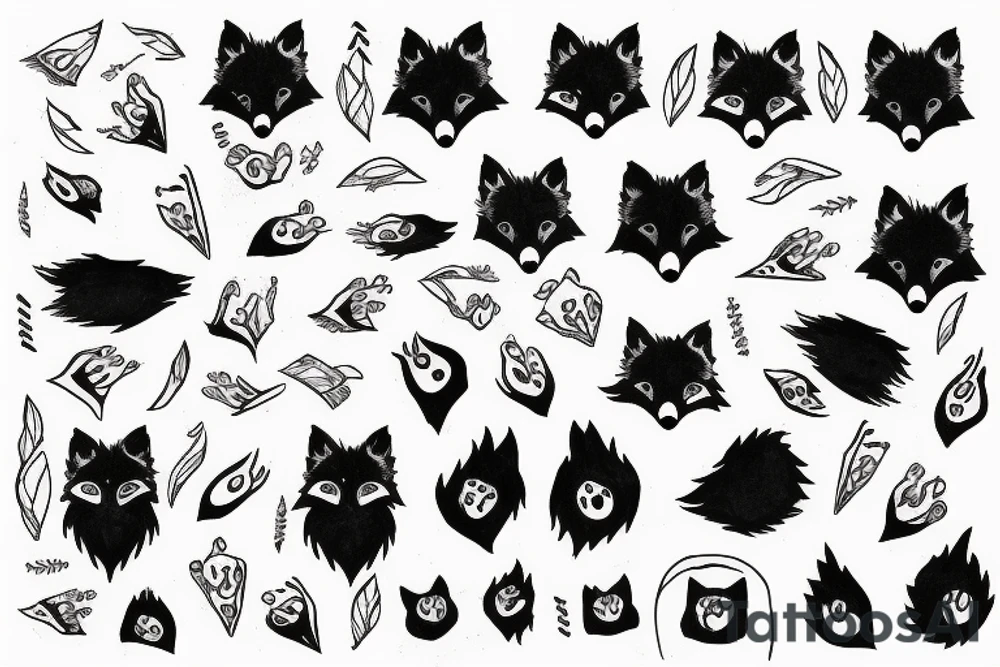 A black fox and it’s paw tattoo idea