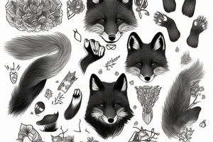 A black fox and it’s paw tattoo idea