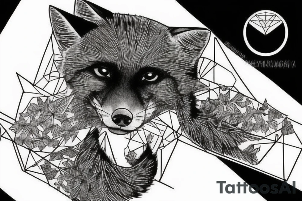 A black fox and it’s paw tattoo idea