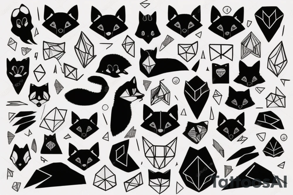 A black fox and it’s paw tattoo idea