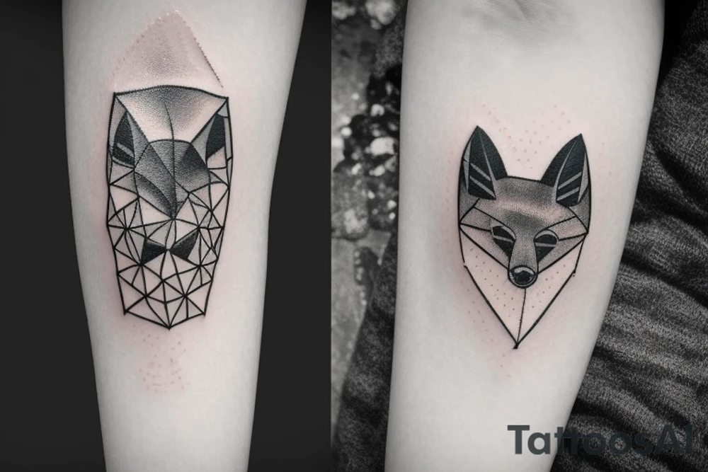A black fox and it’s paw tattoo idea