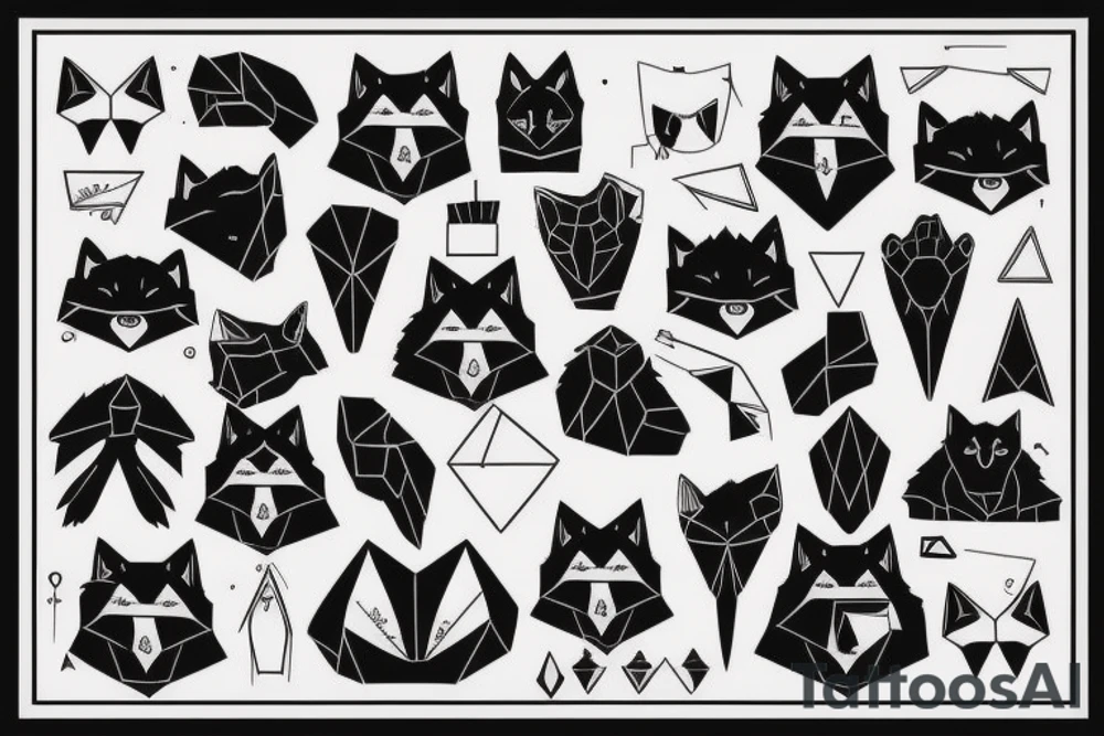A black fox and it’s paw tattoo idea