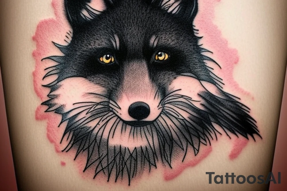 A black fox and it’s paw tattoo idea
