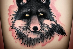 A black fox and it’s paw tattoo idea