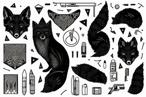 A black fox and it’s paw tattoo idea