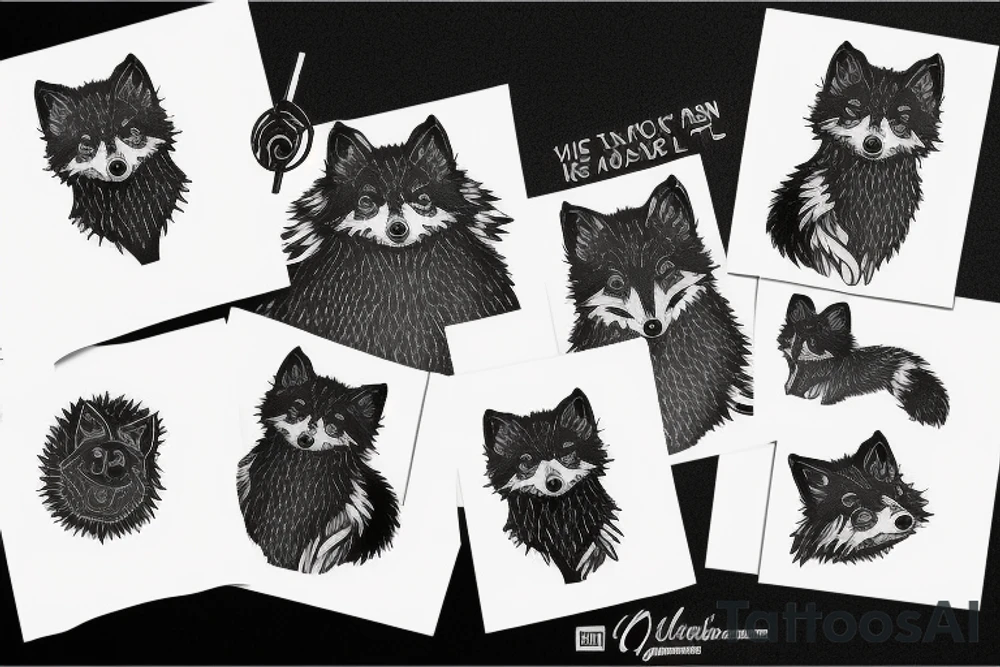 A black fox and it’s paw tattoo idea