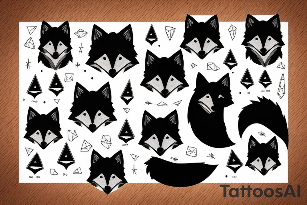 A black fox and it’s paw tattoo idea