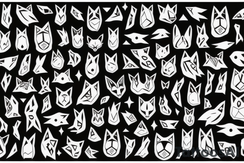 A black fox and it’s paw tattoo idea