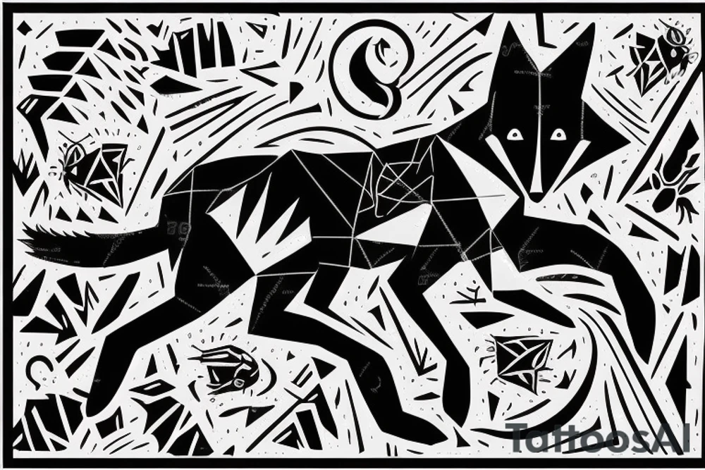 A black fox running to safety tattoo idea