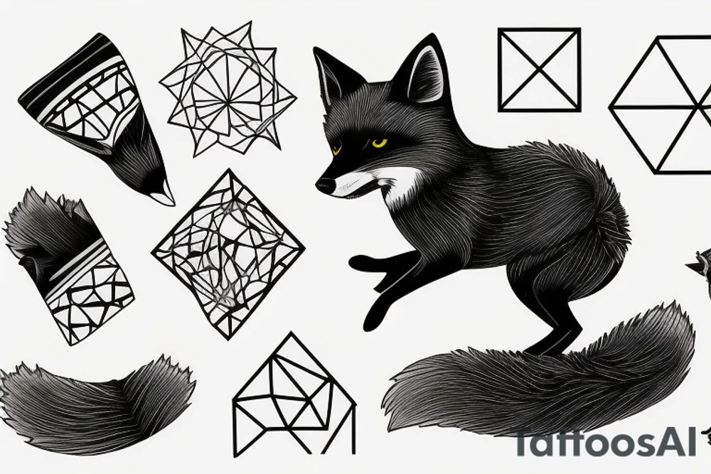 A black fox running to safety tattoo idea