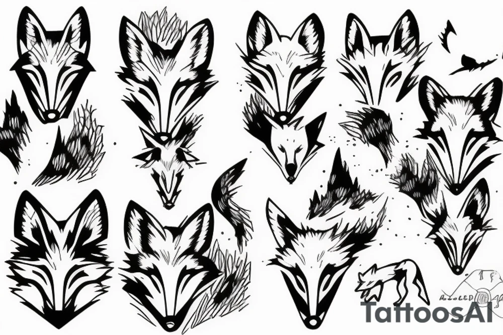 A Rorschach Inkblot fox running to safety tattoo idea