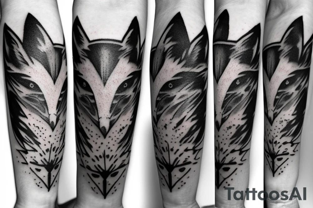 A Rorschach Inkblot fox running to safety tattoo idea