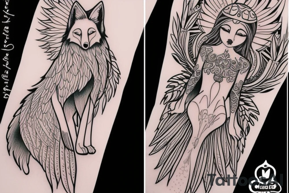 A guardian angel fox tattoo idea