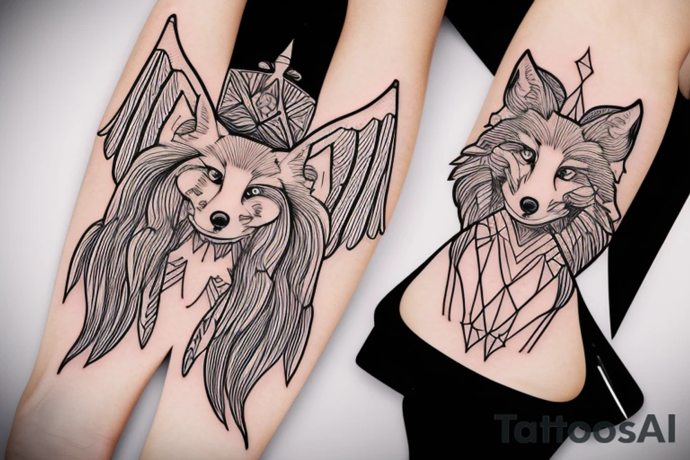 A guardian angel fox tattoo idea