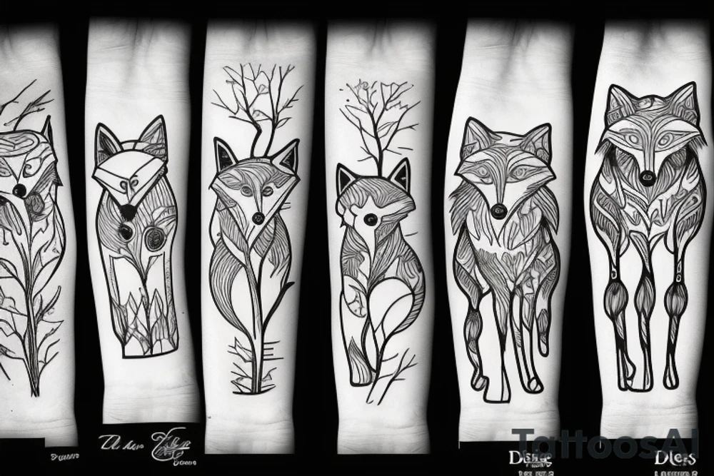 A fox and a dead tree tattoo idea
