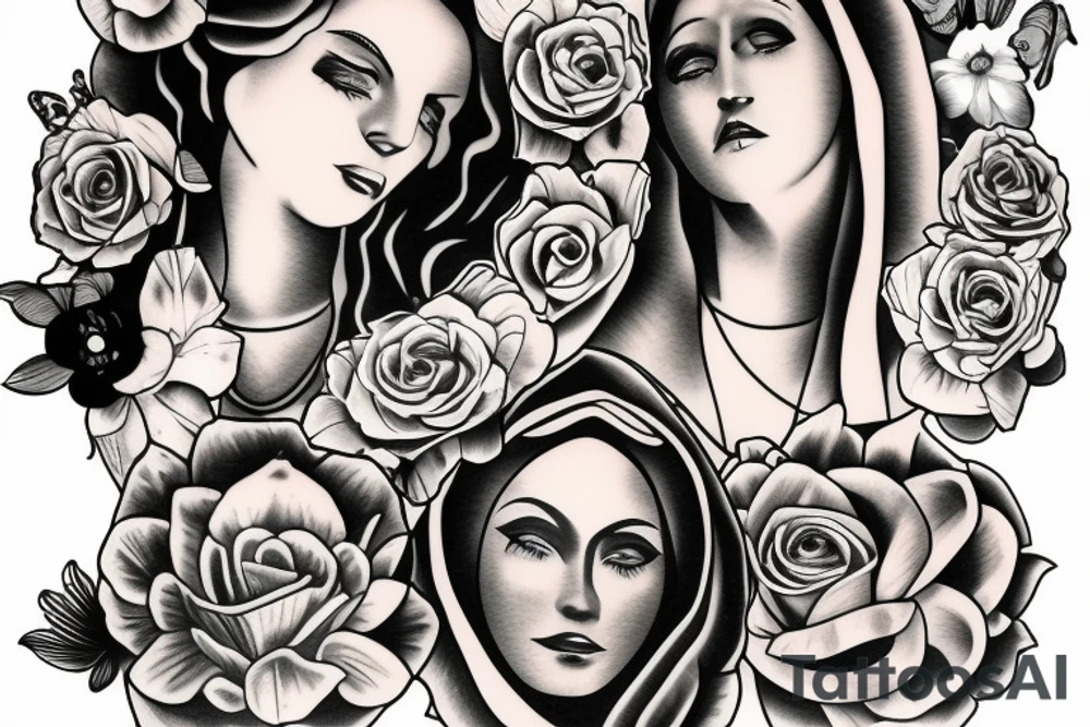 Mother mary tattoo idea