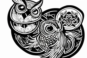 Owl hourglass ouroboros tattoo idea