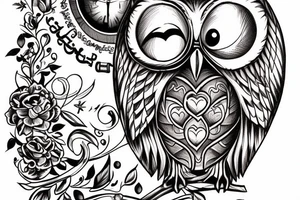 Owl holding an hourglass tattoo idea