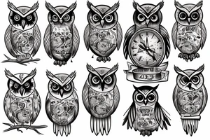Owl holding an hourglass tattoo idea