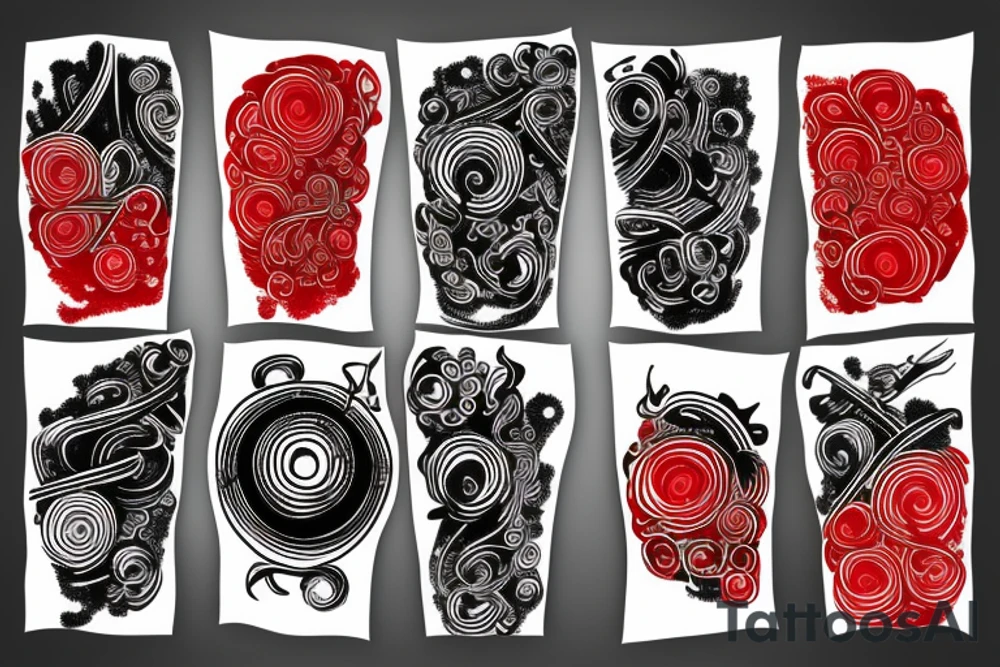 full arm, red and black tattoo idea