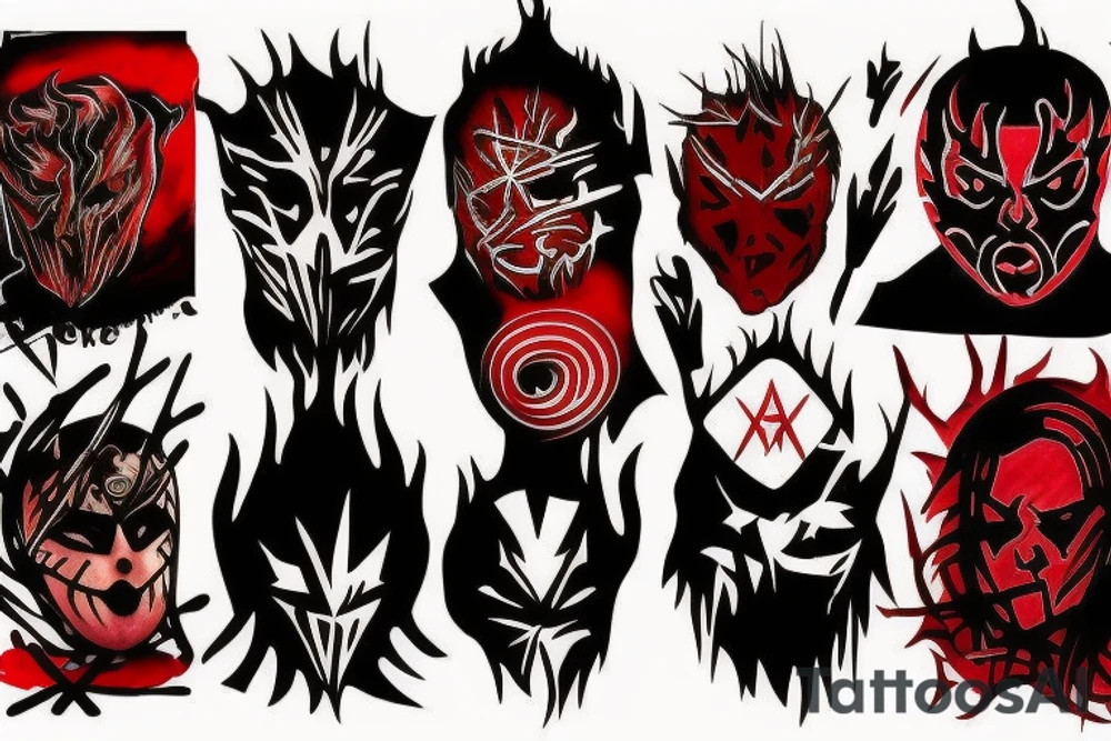 full arm, red and black tattoo idea