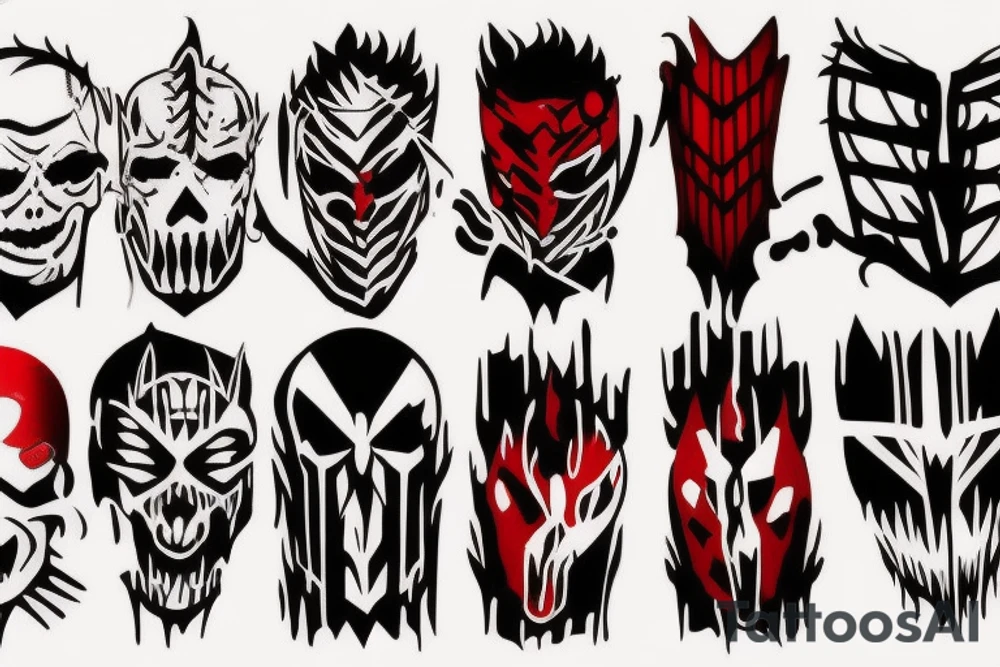 full arm, red and black tattoo idea