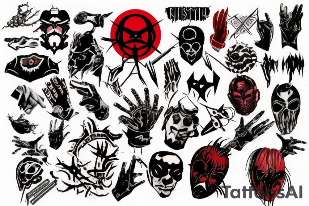 full arm, red and black tattoo idea