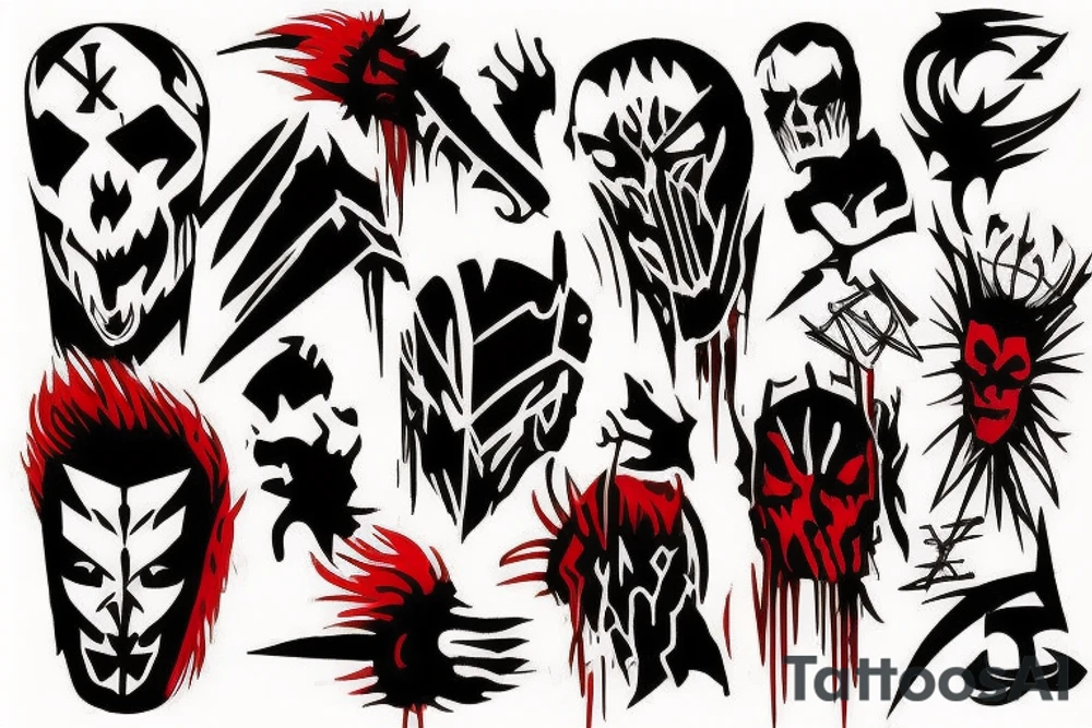 full arm, red and black tattoo idea